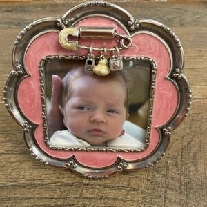 Brighton Baby Love Flower Silver Pink Enamel Picture Frame Charms Duck Block Pin